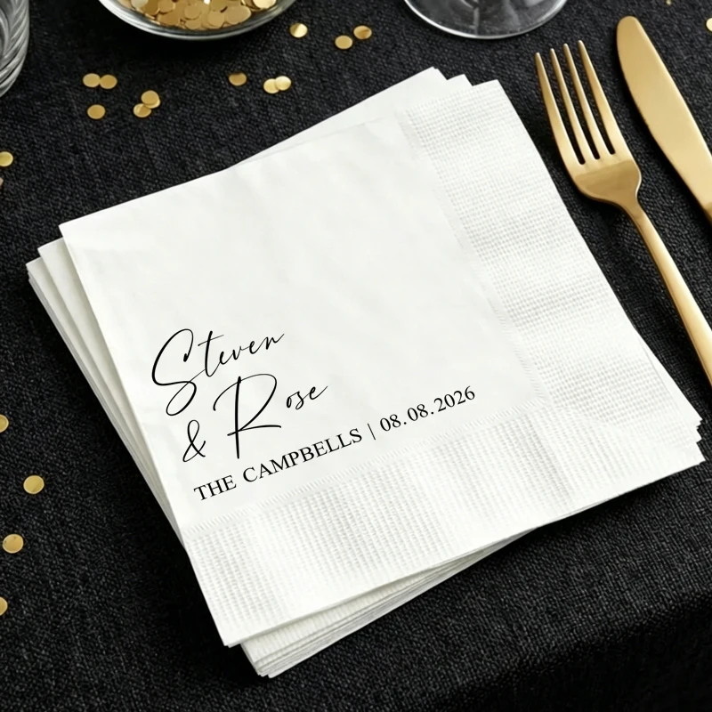

50/100 Sheets Custom Napkins for Wedding Decorated Paper Napkins Personalized Wedding Napkins, Disposable Napkins