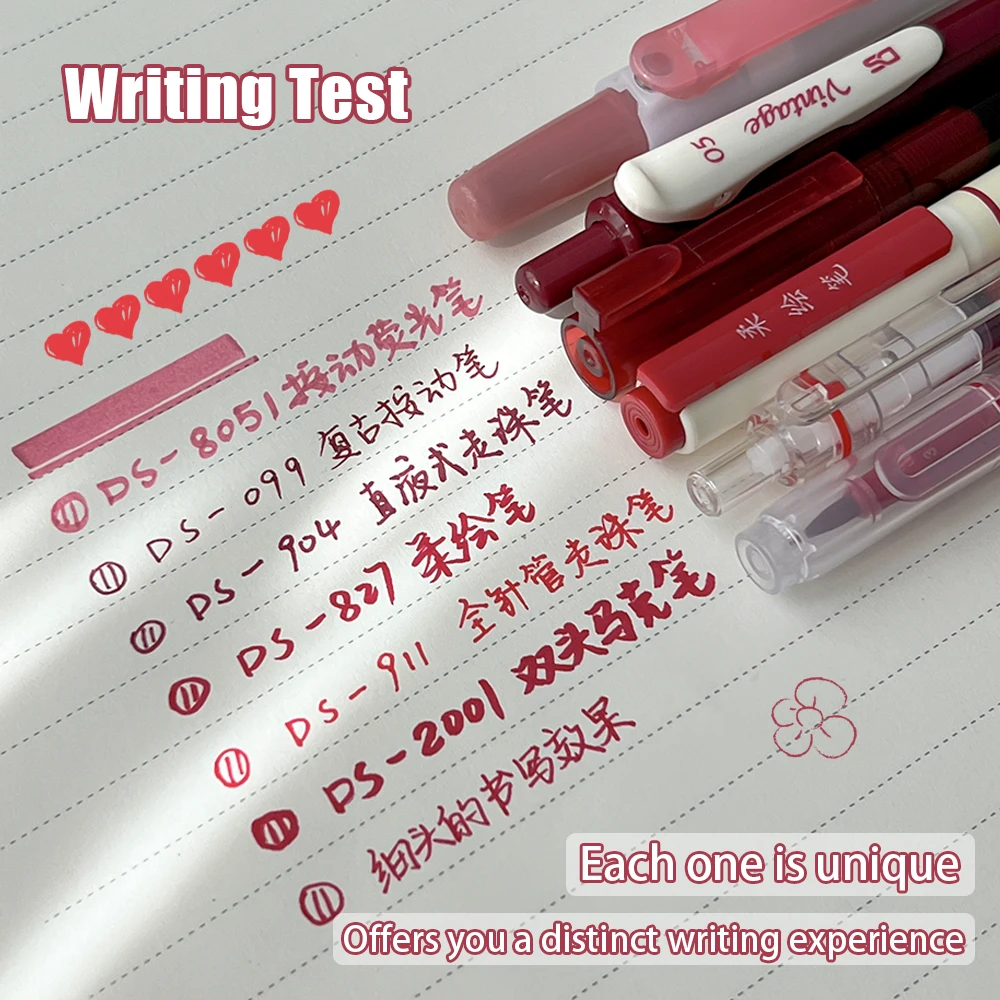 6 Pcs/Set Colored Soft-Tip Calligraphy Pens Marker Pens 0.5mm Fine Drawing Pens Retro Multi-Tip Fine Line Brushes