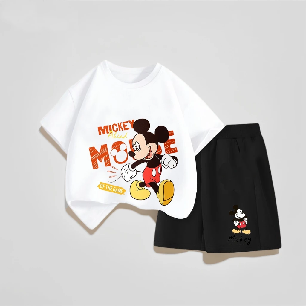 

2025 New Kids Leisurely T-Shirt Summer Disney Cute Cartoon Children's Set Casual Clothing Short Sleeve