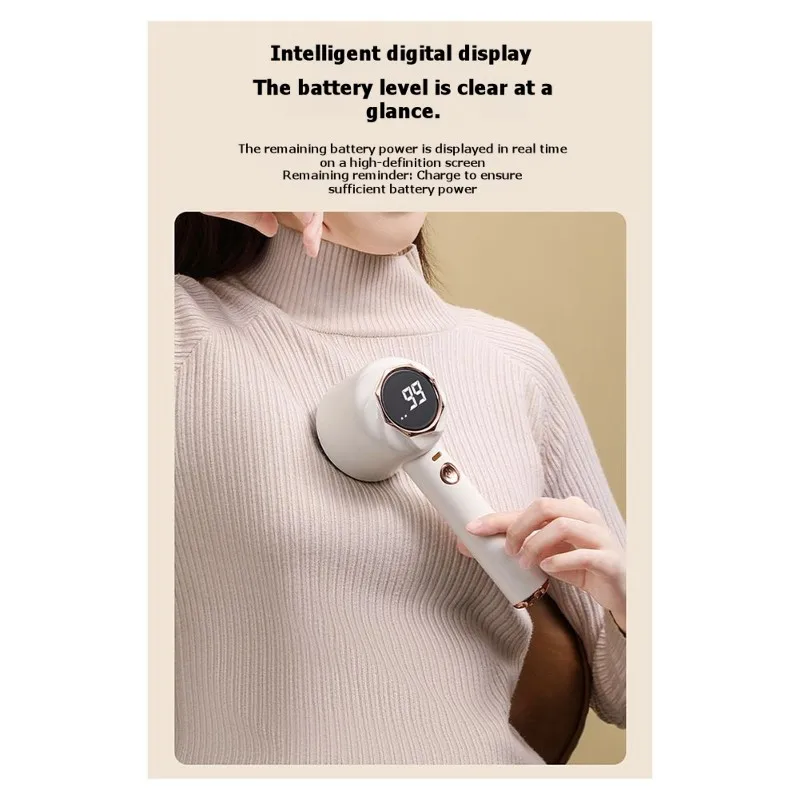 AB33-Electric Fabric Shaver With Large Digital Display - 3-Speed, USB Charging