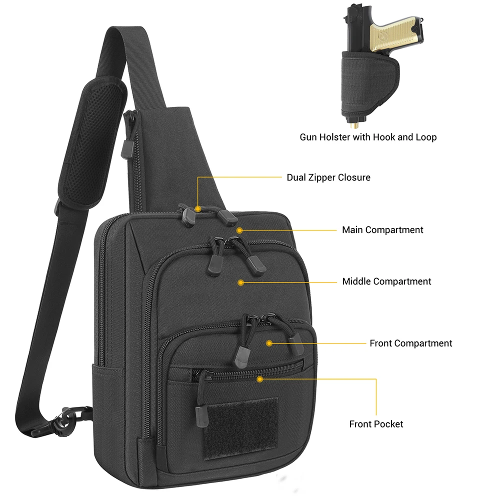 Bolsa de pistola táctica, bolsa de almacenamiento de transporte de pistola oculta, bolsa de hombro, bolsa de pecho, bolsa de Honda para caza,
