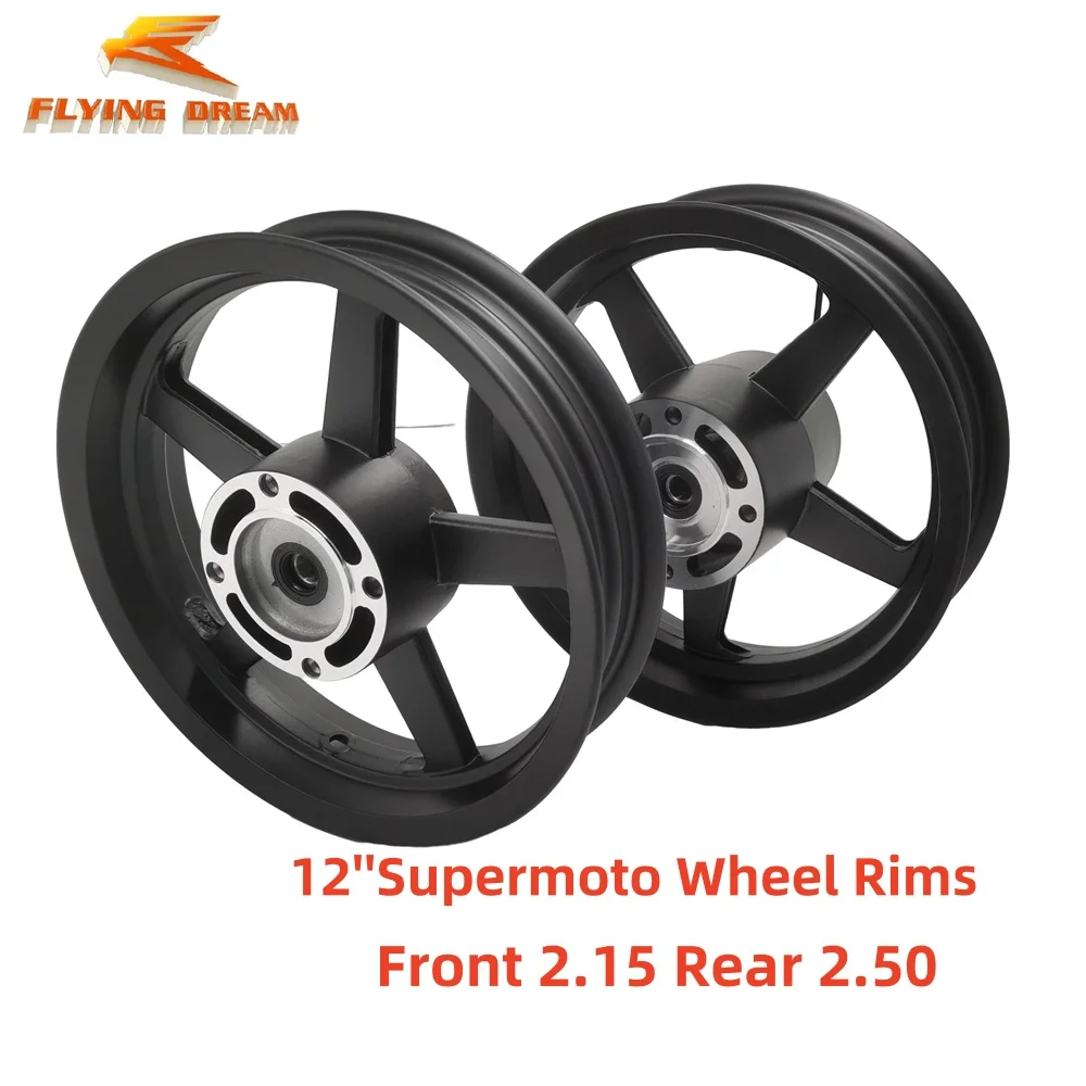 

Motorcycle 12" Rims Front 2.15 Rear 2.50 For Bike GP Motard Supermoto On Road Tubeless Dirt Pit bike