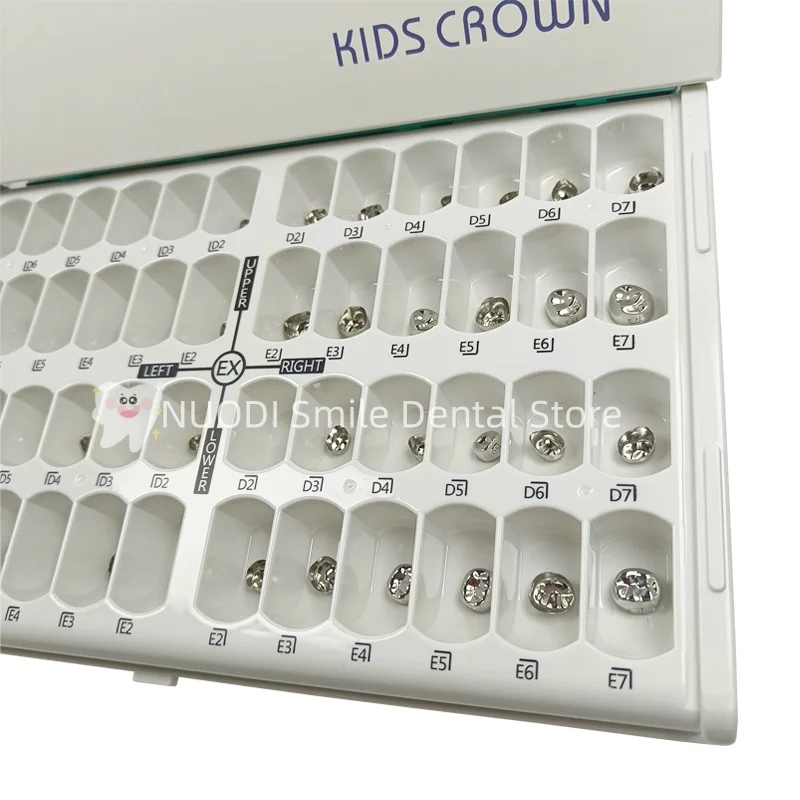 48PCS Dental Primary Molar Crown for Kids 1st 2nd Molar Preformed Stainless Steel Crowns Deciduous Crown Orthodontic Materials