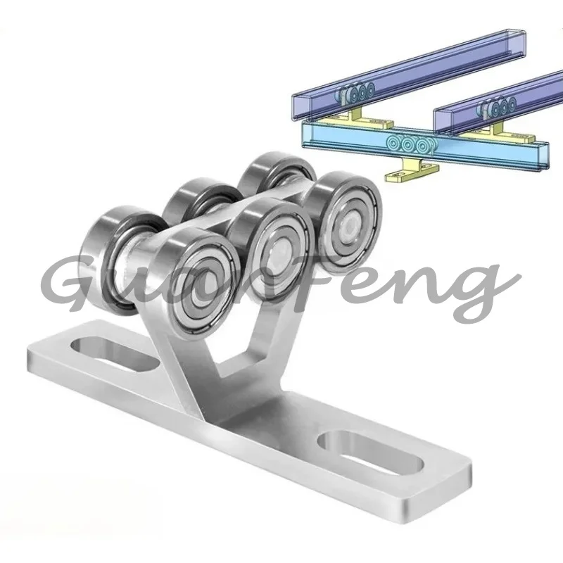 High bearing pulley 1-5/8 wide channel steel Y-shaped six-wheel industrial lifting slide accessories
