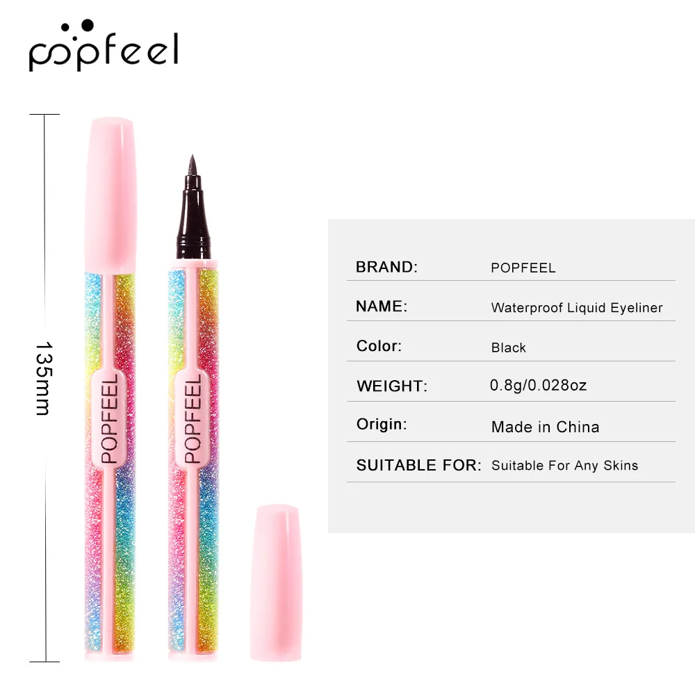 Najlepiej sprzedający się Popfeel płynny eyeliner w ołówku + 4D wodoodporne zestawy tuszu do rzęs makijaż rzęs gruby podkręcający tusz do rzęs kredka do oczu