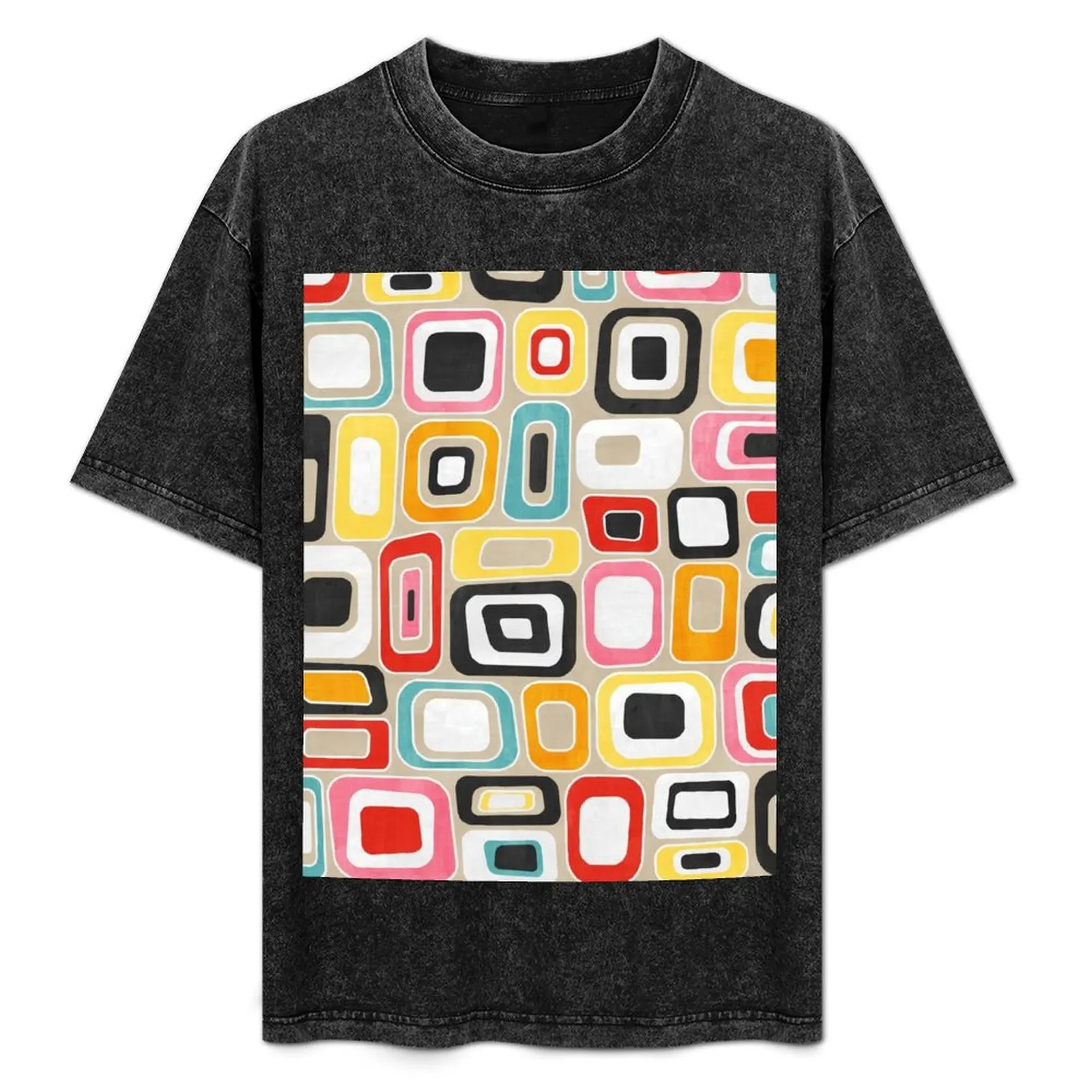 

Colorful Watercolor Squares and Rectangles - Mid Century Modern Geometric T-Shirt Anti-Wrinkle Short Sleeve T-Shirt