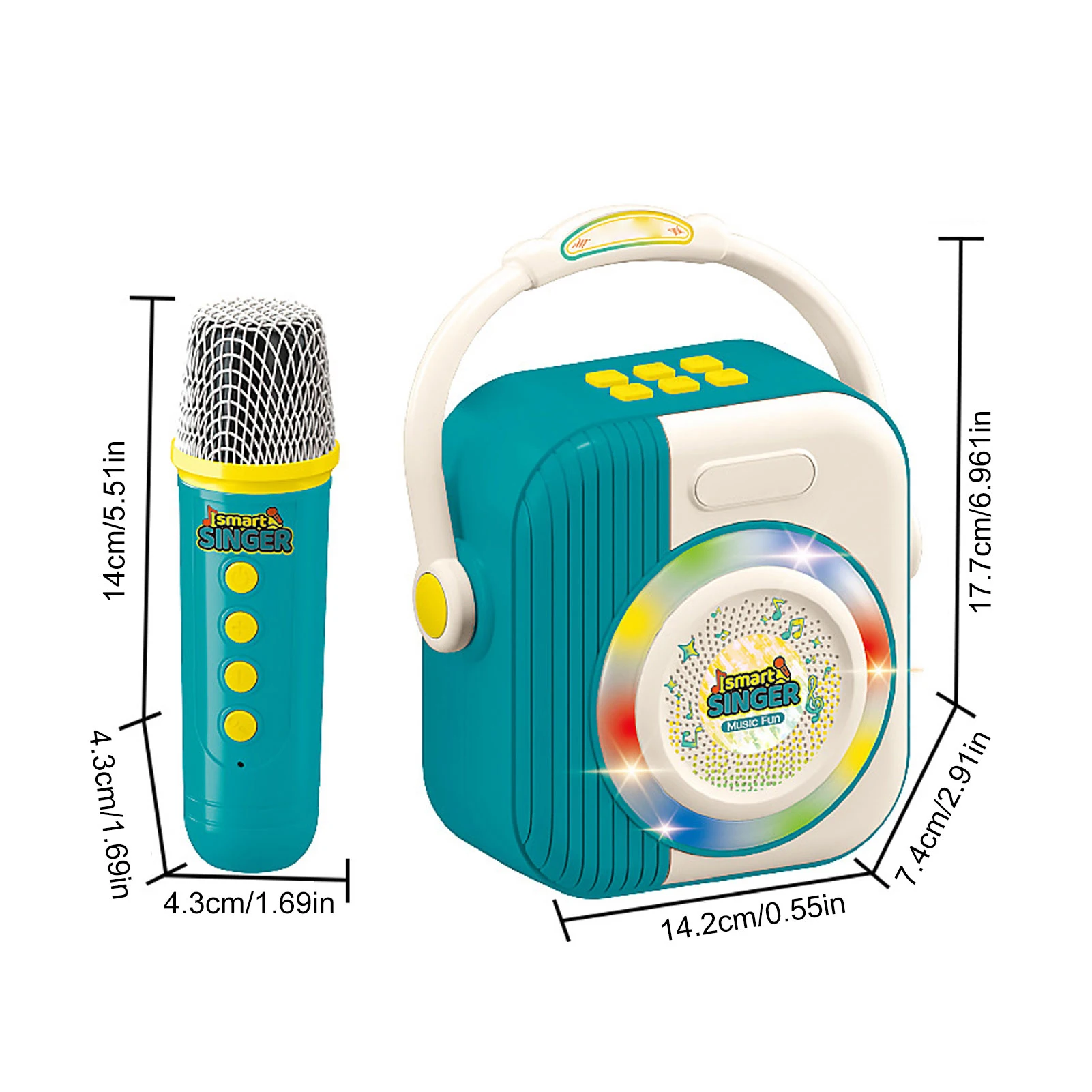 آلة الكاريوكي مع 2 ميكروفونات لاسلكية آلات موسيقية مكبر صوت قابل لإعادة الشحن BT Mic مجموعة سماعات للمنزل والحفلات الخارجية #6
