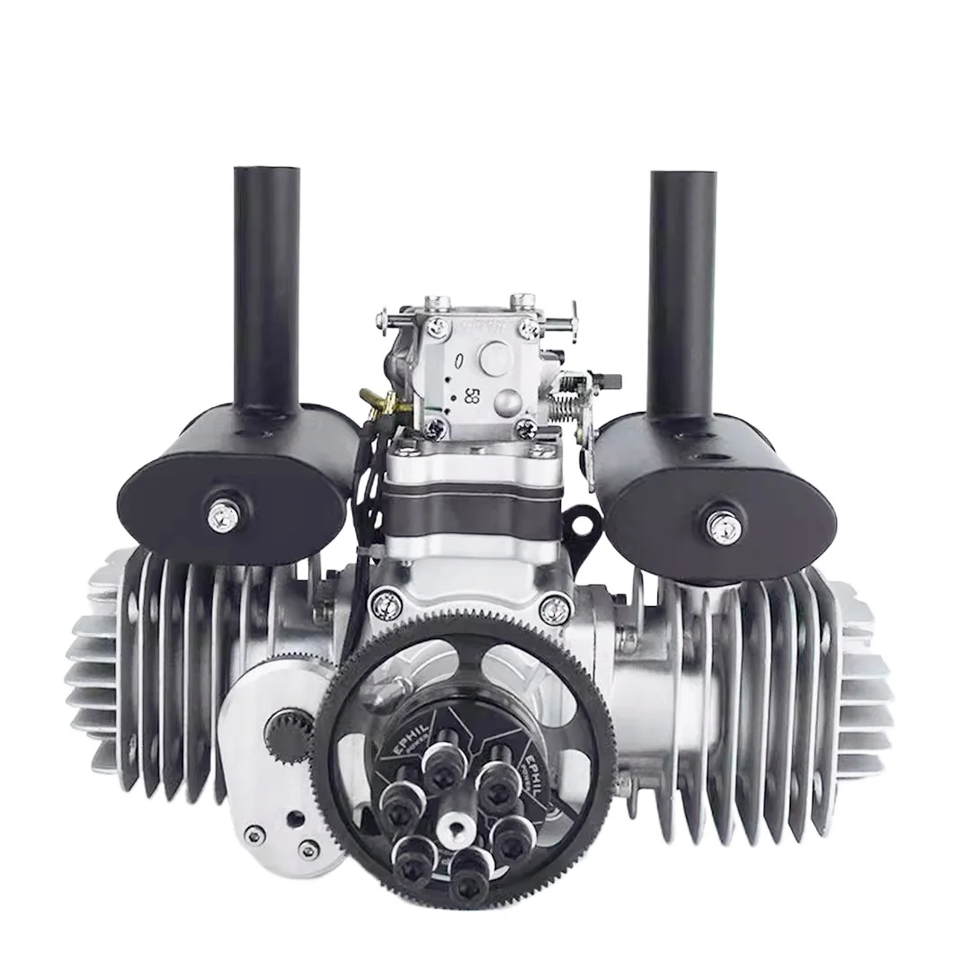 123cc-T PRO Opposed Twin-cylinder Two-stroke Fixed-wing Aircraft  Engine Model Electric Start Model Teaching Aids