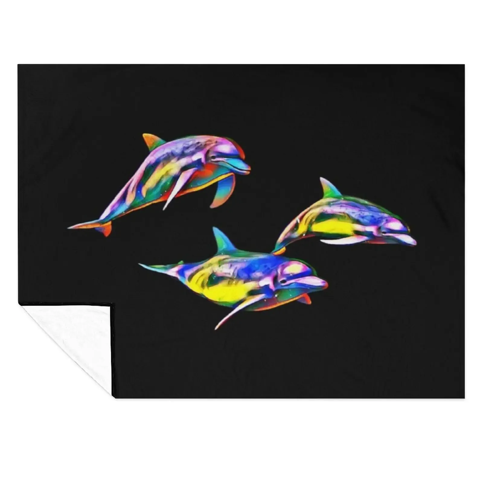 

Dolphin Trio Throw Blanket Multi-Purpose Cute Plaid Beautifuls Tourist Blankets