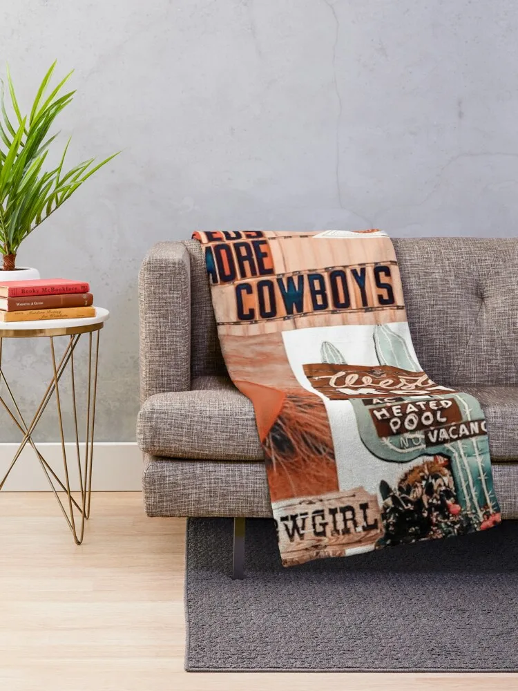 Western, Cowgirl Collage Art Pinterest, Yeehaw Collage Throw Blanket Warm Giant Sofa Blankets