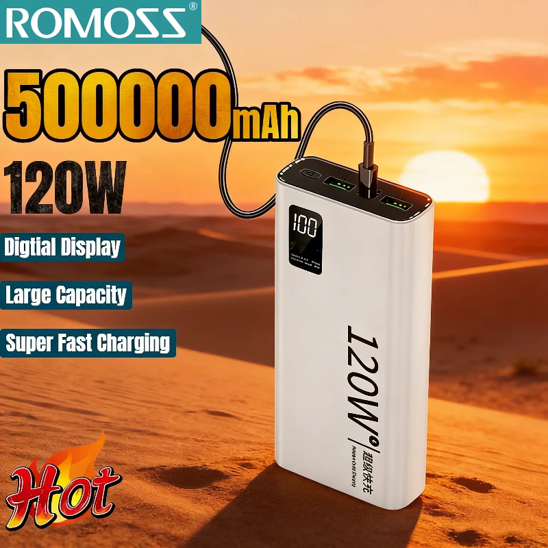 

Новый портативный аккумулятор ROMOSS емкостью 500000 мАч, высокопроизводительное зарядное устройство с быстрой зарядкой 120 Вт для iPhone, Samsung, Huawei