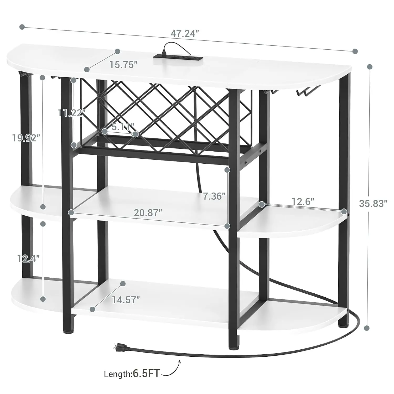 Sideboard Cabinet with Wine Rack & Glass Holder, Farmhouse Modern Metal Wood Finish Dining Storage, Customized