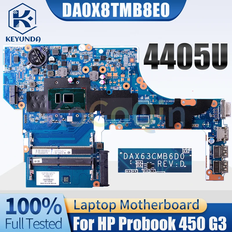 For HP Probook 450 G3 Notebook Mainboard DAX63CMB6D0 SR2EX 4405U 855670-601 Laptop Motherboard