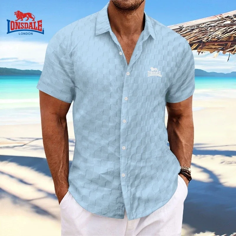 Camicia a maniche corte con leoncino ricamato squisito della nuova estate, polo cool casual alla moda di lusso da uomo di alta qualità