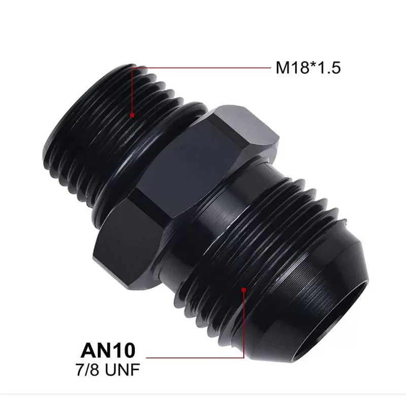 

AN10 10 an to M18x1.5 Metric Male Fitting Straight Adapter Aluminum Black