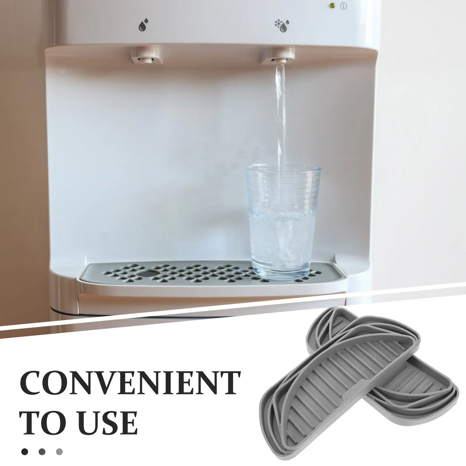 2Pcs Refrigerator Drip Tray Silicone Non-Slip Fridge Water Dispenser Mat Large Capacity Semi-Circular Rectangular Catch Basin