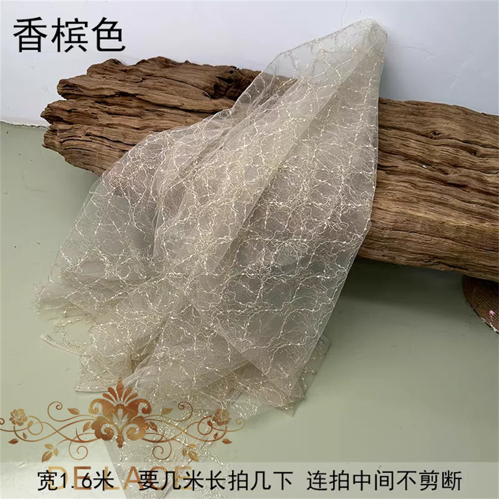 HYF Tecido de malha de renda com fio dourado multicolorido para vestidos de casamento Venda quente lindo vestido de noiva tecido de renda