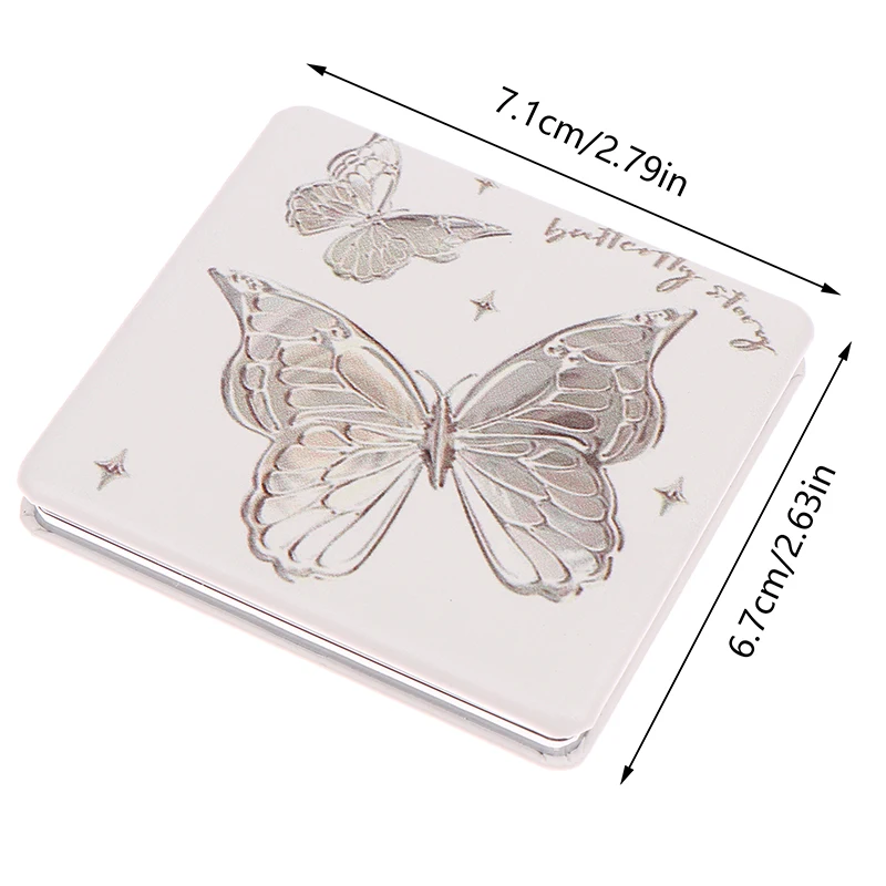 Ins Portable Double-Sided Folding Makeup Mirror High-definition Mini Butterfly Square Magnifying Mirror Pocket Handheld Mirror