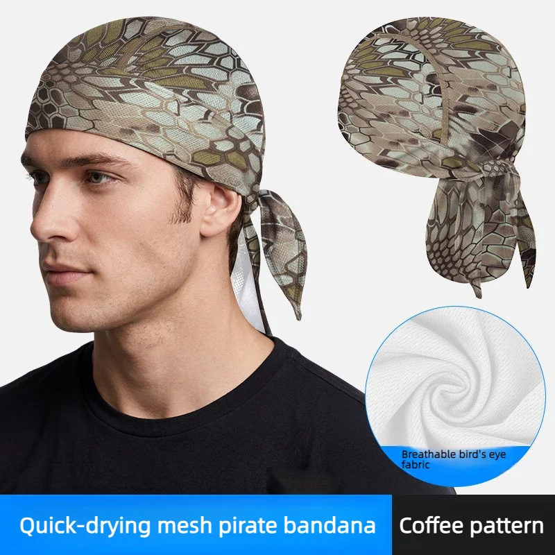 Summer Breathable Mesh Pirate Hat Unisex Cycling Hiking Fishing Sun Protection Quick Dry Outdoor Sports Headscarf