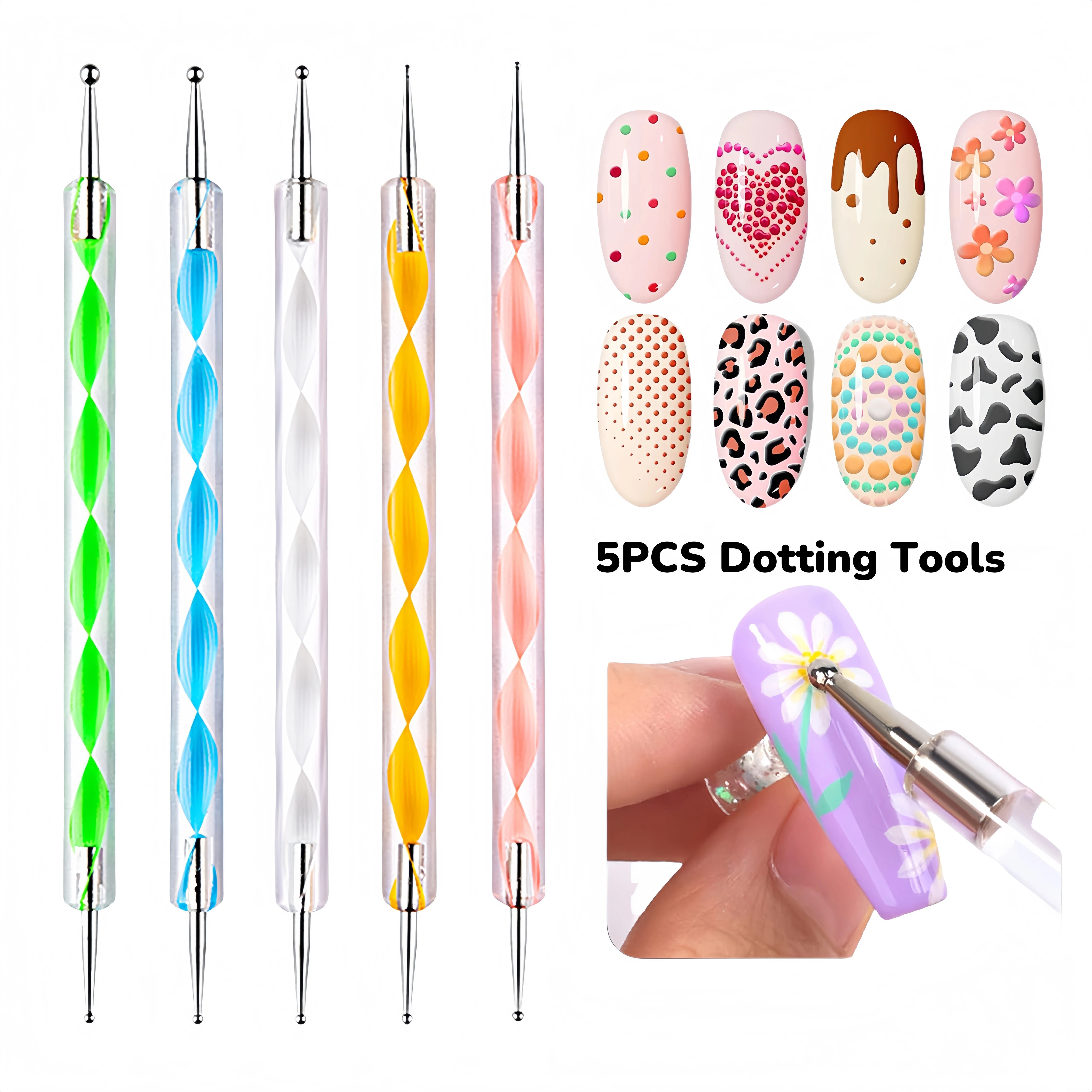 مجموعة فرش فنية احترافية للأظافر، فرشاة مبطنة من الأكريليك والجل، أداة طلاء لتنقيط الأظافر، ملقط لصالونات الأظافر المنزلية