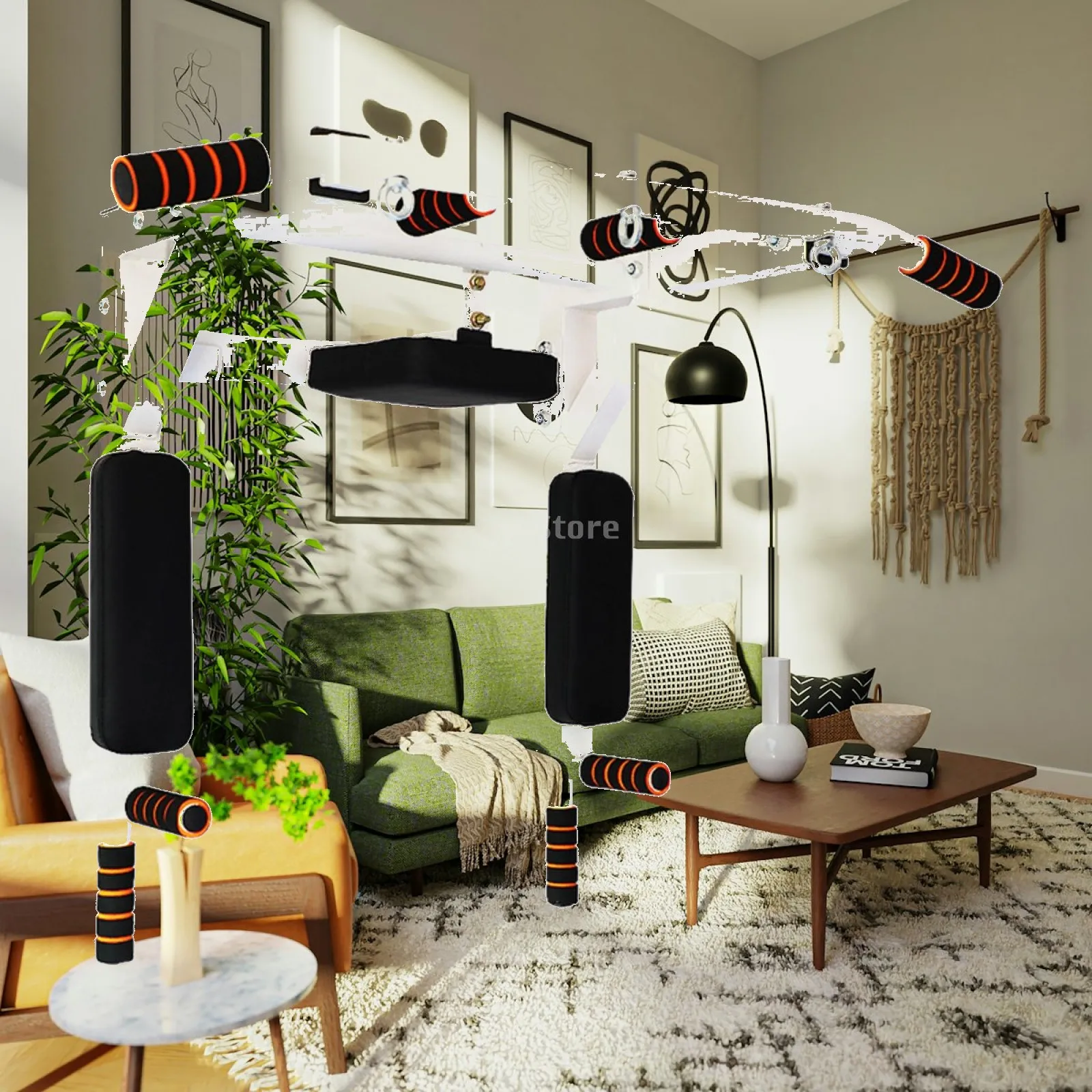 Wall Mounted Pull up Bar Multifunctional Pull up Bar with Arm Rests Exercise Station Heavy Duty Home Gym for Adults, Apartment