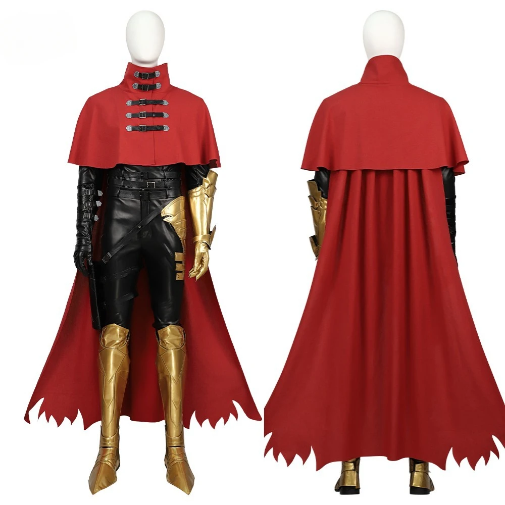 Game Final Fantasy VII Vincent Valentine Cosplay Costume Leather Top Pants Outfit Full Set Mens Battle Suit for Halloween Party