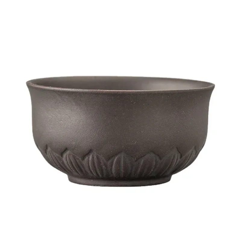 Lotus shape purple clay tea cup 6pcs/set  Chinese Cups Ceramic Mug Japanese Te Cup Jingdezhen Teacups Teacup Bowl Puer Cute