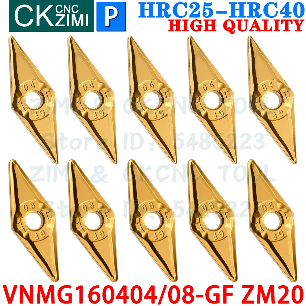 VNMG160404-GF ZM20 VNMG160408-GF ZM20 Carbide Inserts External Turning Inserts Tool VNMG 1604 CNC Metal Lathe Cutter Tools Steel