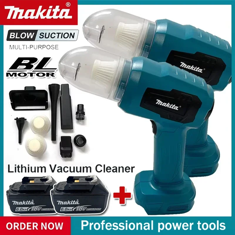 

Мощный мини-пылесос Makita с беспроводным управлением, ручной, для дома, с функцией выдува, 7 насадок, для аккумулятора Makita 18В