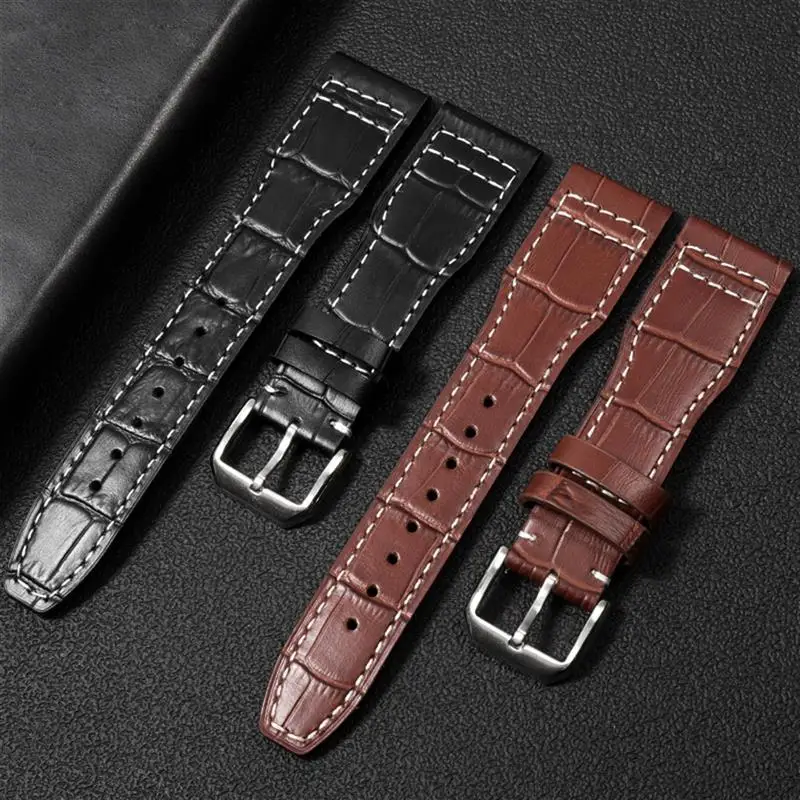 SCHIK 22mm The Top Leather Watch Band For IWC IW326201 / IW377701 Big Pilot Series Genuine Leather Watch Strap