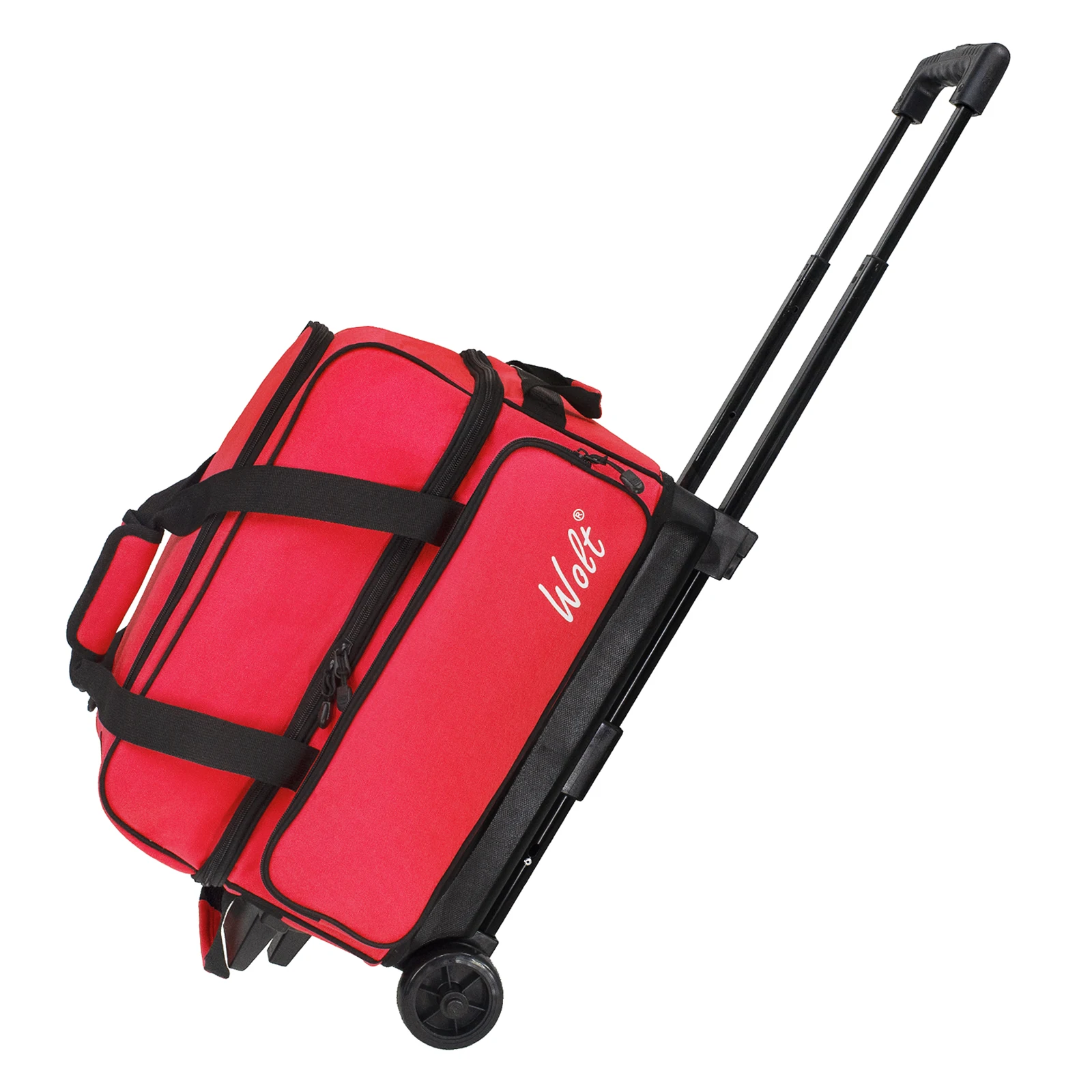 WOLT-Bolsa de bolos de 2 bolas de doble rodillo con compartimento para zapatos separado, bolsa de bolas de bolos de gran capacidad con bolsillo para