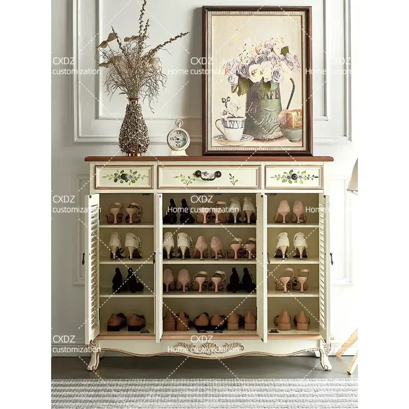Multi-functional Shoe Cabinet Art Entrance Storage Unit for Home Entryway Living Room Opposite Door Organizer