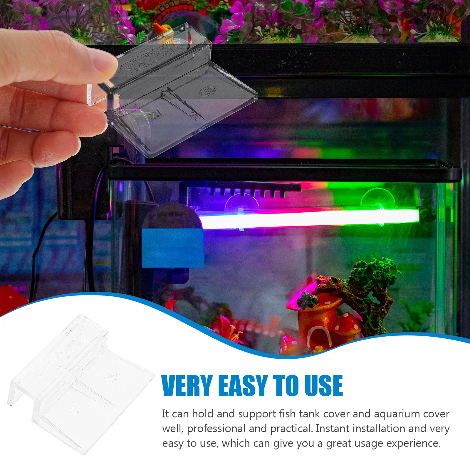 

4Pcs Fish Tank Cover Support Holder High Grade Acrylic Aquarium Lid Rack Sturdy Transparent Aquarium Accessory