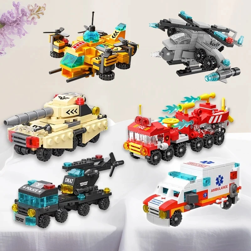 Children's Assembly 6-in-1 Block Series Boy Gift Model Jewelry Small Particle Puzzle Combination Block