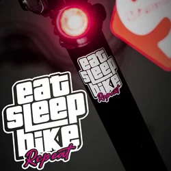 1PC Eat Sleep Ride Repeat Bicycle Stickers Waterproof for Mountain Bike Head Tube Fork Personalised Decor Road Bike Vinyl Decals