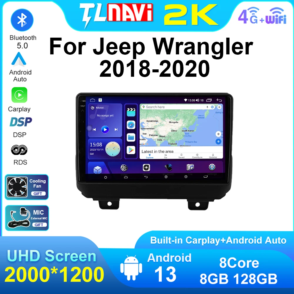 

TLNavi For Jeep Wrangler 4 JL 2018 2019 2020 Car Radio Multimedia Auto Video Stereo Player Navigation GPS AndroidAuto Carplay