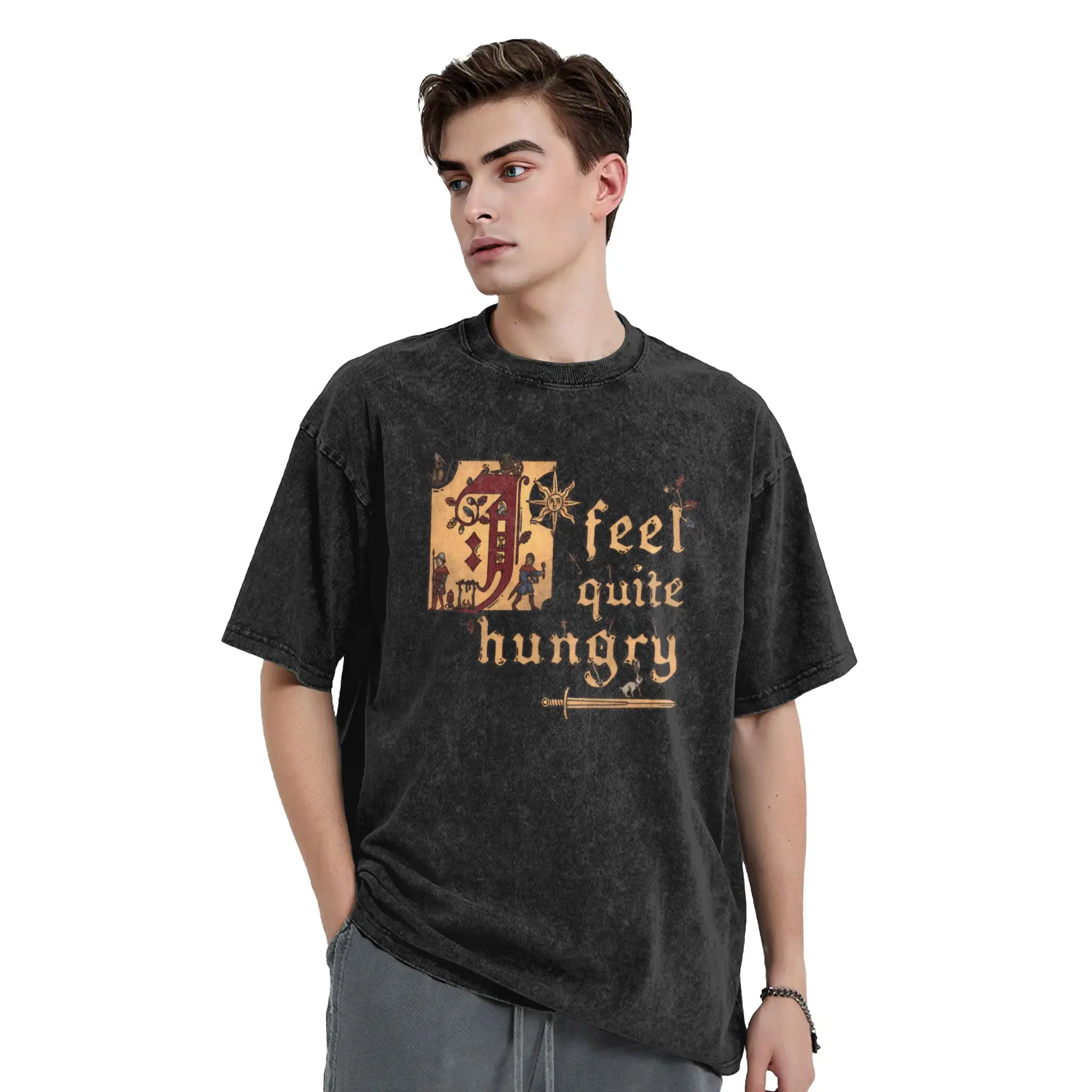 Vintage Washed T-Shirt K-Kingdom Come D-Deliverance Cotton T-Shirts  Hip Hop Tshirt for Male Summer Y2K Retro Print Tees