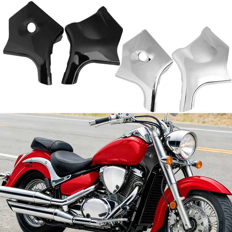 

Black/Chrome Pair Motorcycle Neck Frame Fork Covers Fairing Trim For Suzuki Boulevard C50 VL400 VL800 Volusia 2001-2017