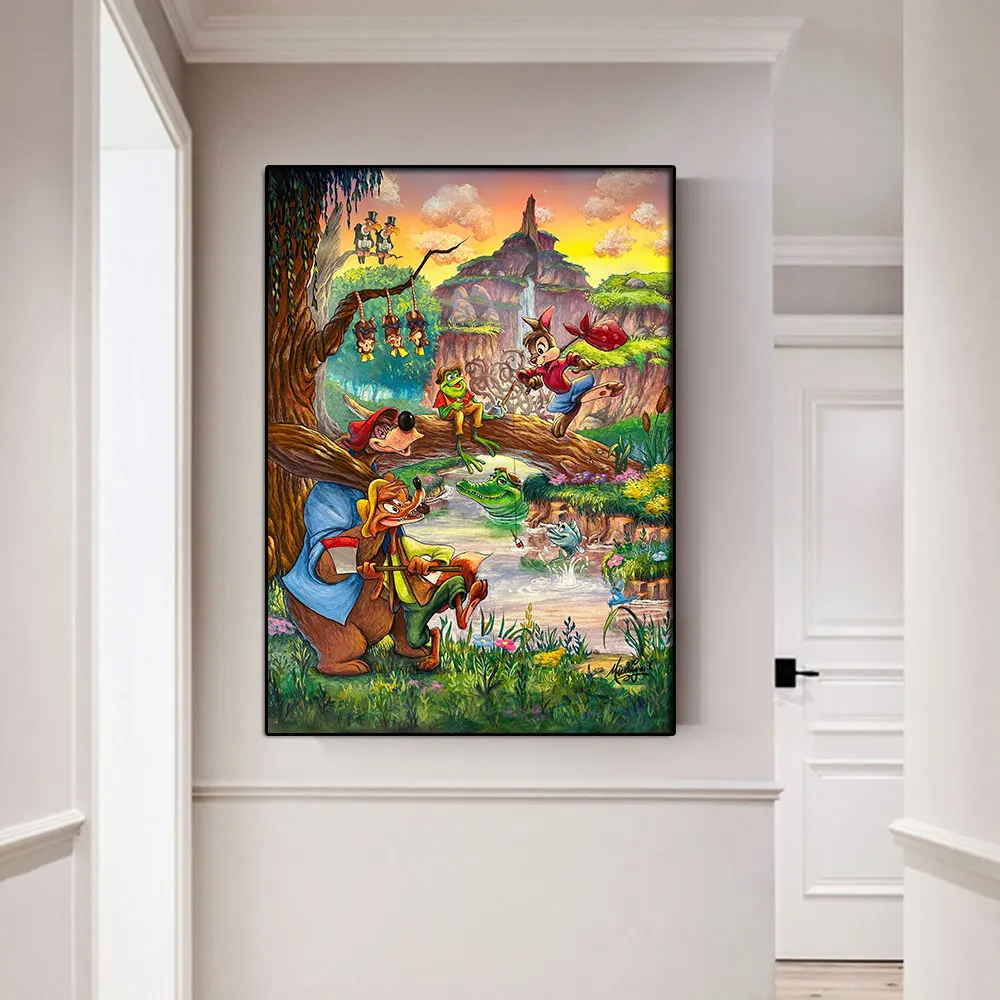 Splash Mountain Canvas Rabbit Posters Disney Cartoon Prints Fox Bear Wall Art Painting Disneyland Cuadros Home Room Decoration