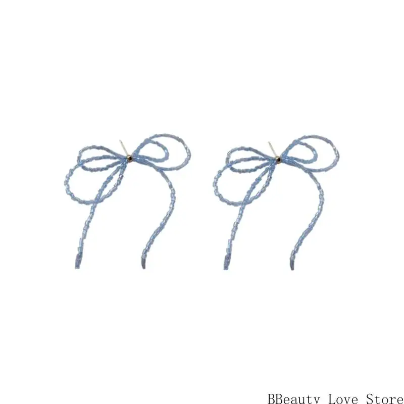 Pendientes nudos mariposa con cuentas para mujeres elegantes joyas perforadoras en forma bownot