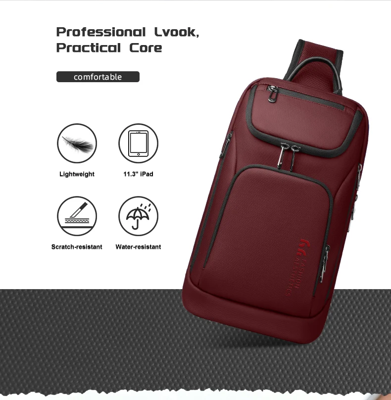 HK Multifunctional Business Chest Bag Waterproof and Scratch-Resistant Men’s Bag Lightweight High-End Fashionable Shoulder Bag