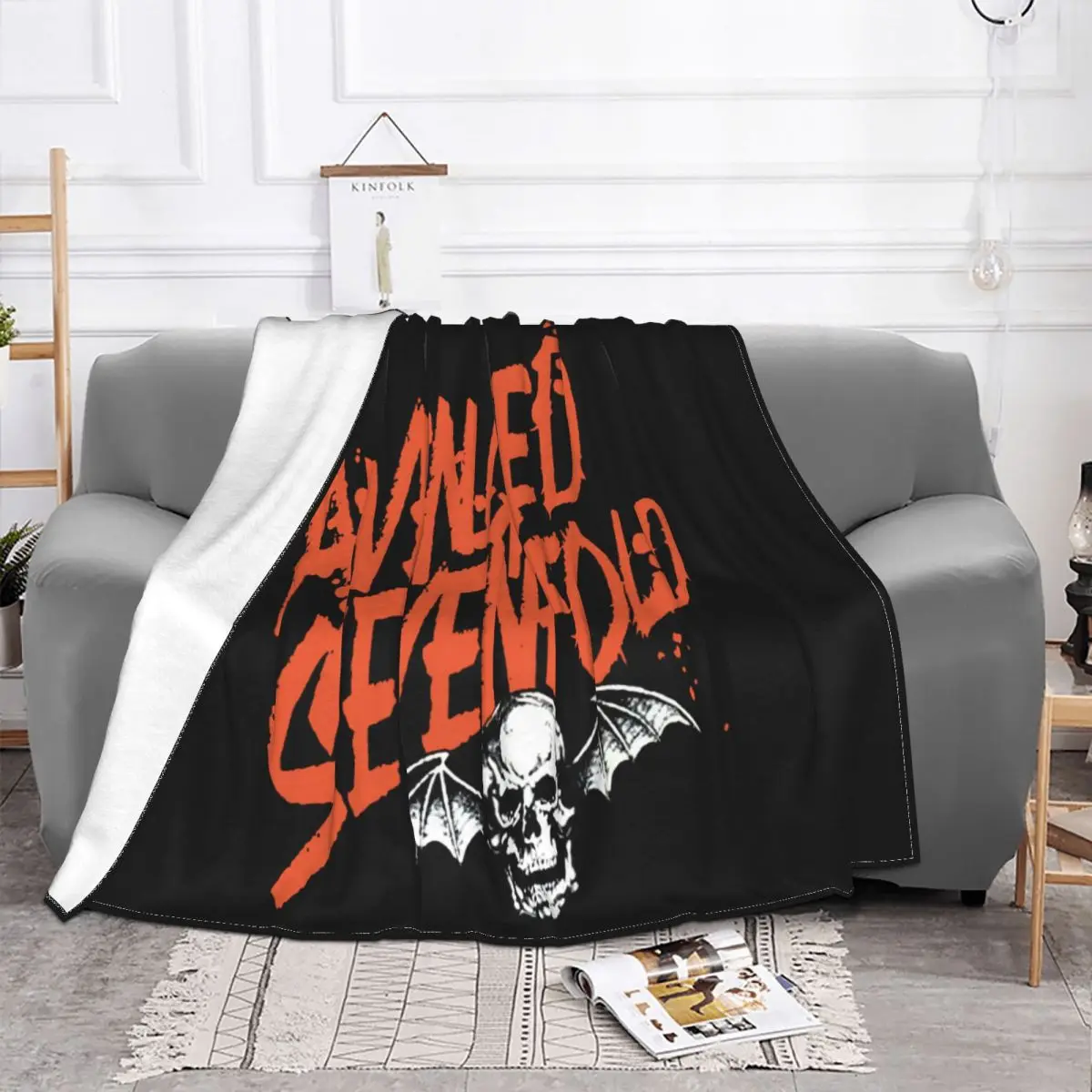 Avenged Sevenfold A7X Orange Splatter Men Unisex Plus Size Crewneck Chinese Style Animal Top Throw Blanket