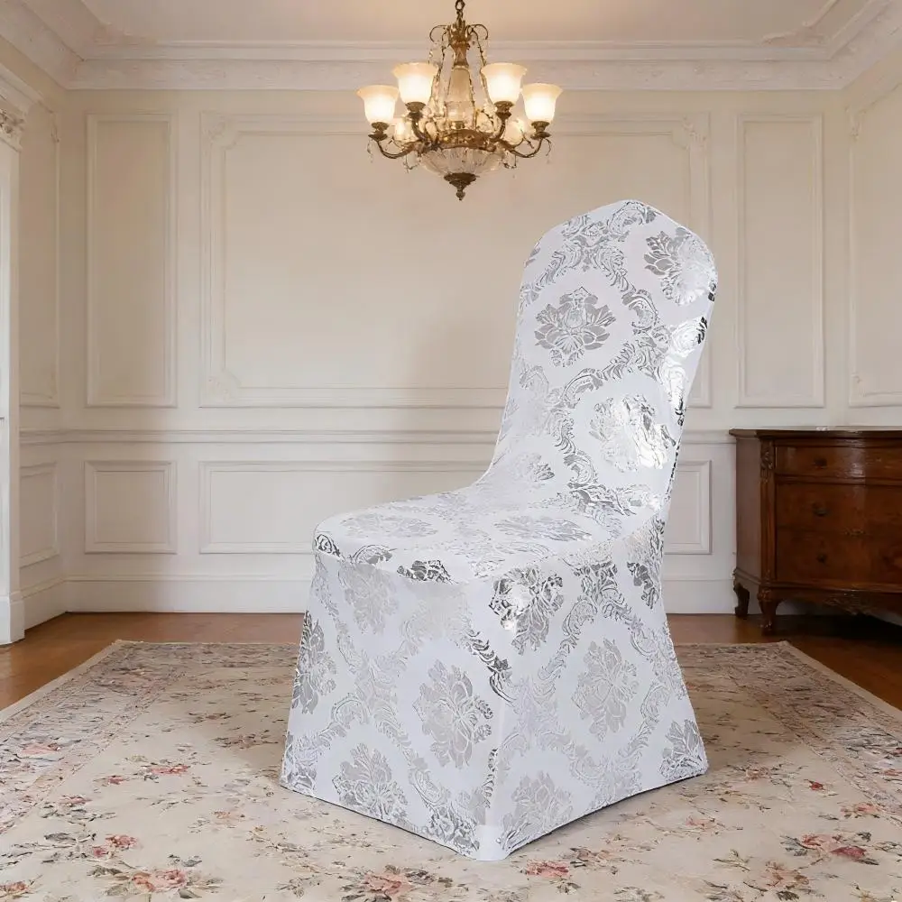 Fodera per sedia stampata per decorazioni per feste di matrimonio, design in spandex, compleanno, sala da pranzo, hotel, spettacolo