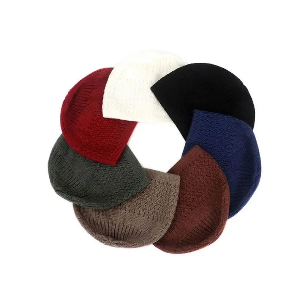 Winter Unisex Kippah Homme Hat Wave Autumn Muslim Prayer Hats Beanie Knitted Caps Islamic Ramadan Hat