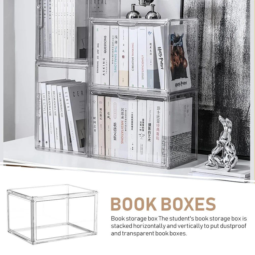 Folders Book Storage Box Stackable Case Home Shoe Textbook Holder Bedroom Books Container Office Acrylic Sundries Child