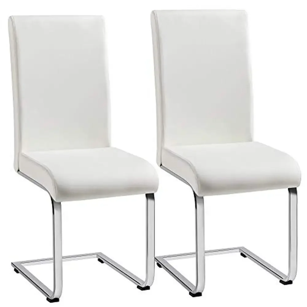 

Modern High Back Faux Leather Dining Room Chairs Set of 2 Upholstered Armless Side Chairs Metal Legs Ergonomic Design Sturdy