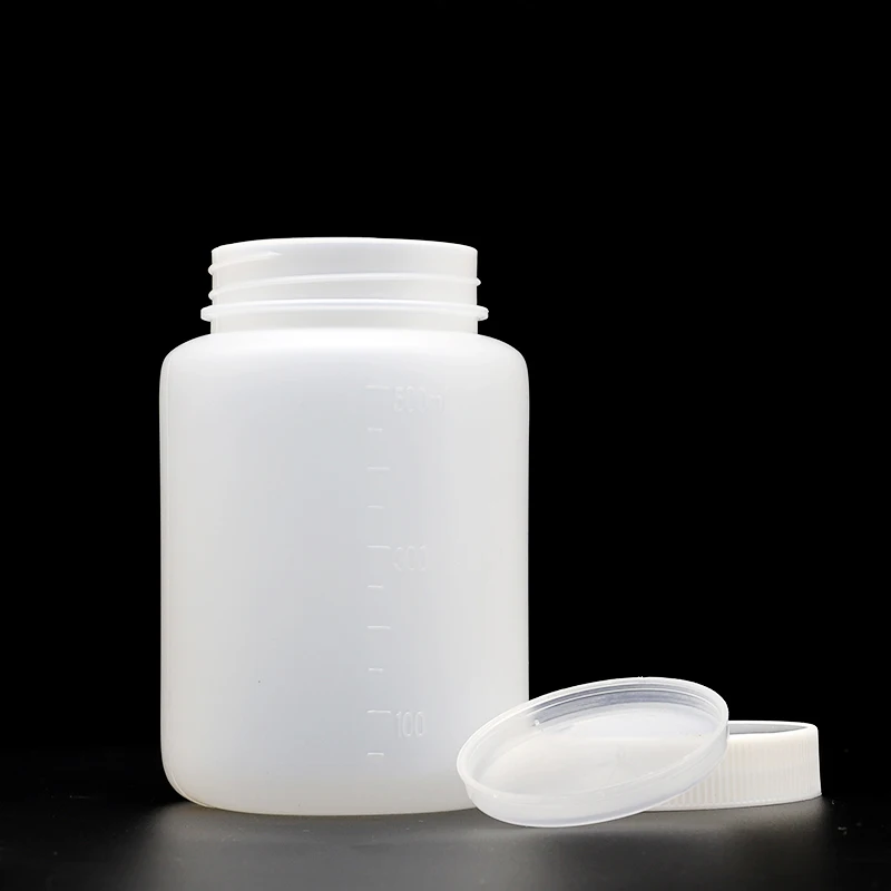 Plastic reagent bottle white large mouth small mouth with scale PE sampling bottle 30 60 100 250 500 1000 2000 2500ml