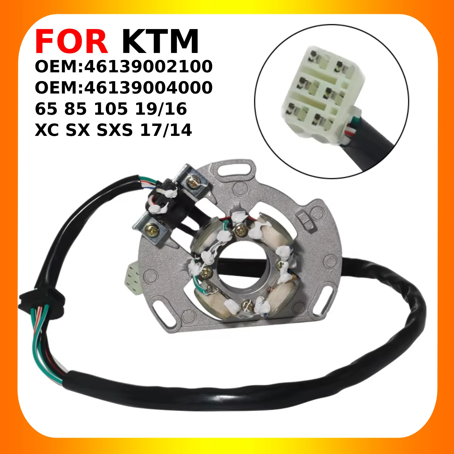 

For KTM 65 85 105 XC SX SXS 46139002100 46139004000 For Husqvarna TC 85 2014-2017 46139004000 MotoMagneto Generator Stator Coil