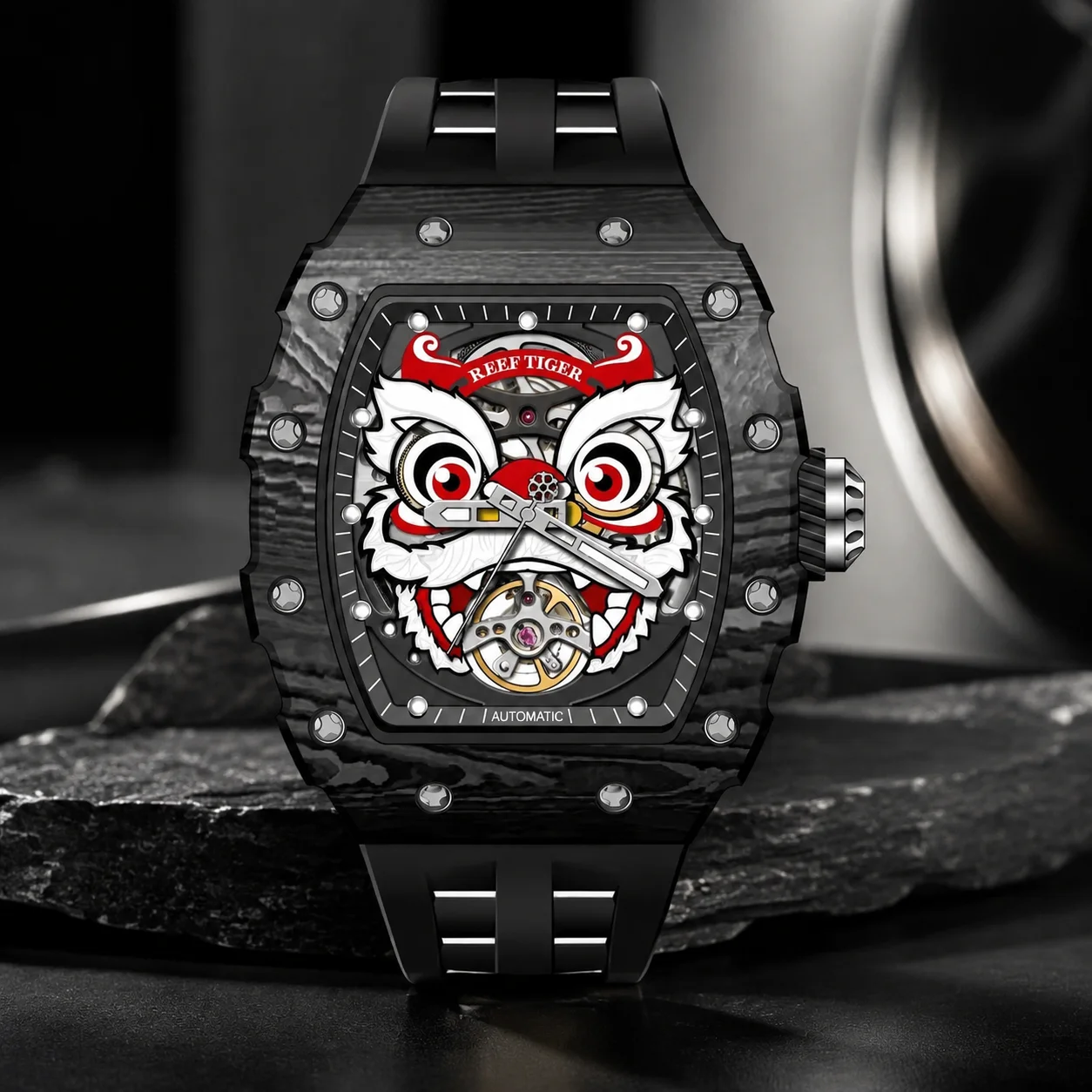 Reef Tiger Men's Luxury Mechan - Luxury Watch With Rubber Strap review and price