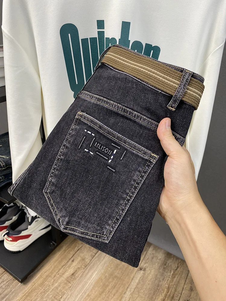 

Осень 2023, новые мужские джинсы, модные микро-свободные уличные ракальные красивые эластичные брюки на маленькой ноге